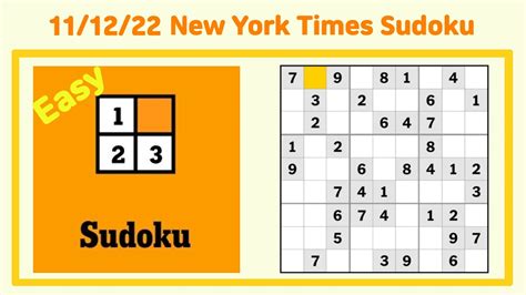 ny times sudoku puzzle easy